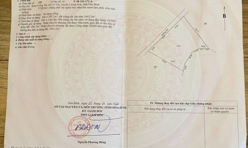 Bán gấp lô đất có diện tích 3728m2 trong đó có 285,7 thổ cư còn lại là đất trồng cây lâu năm